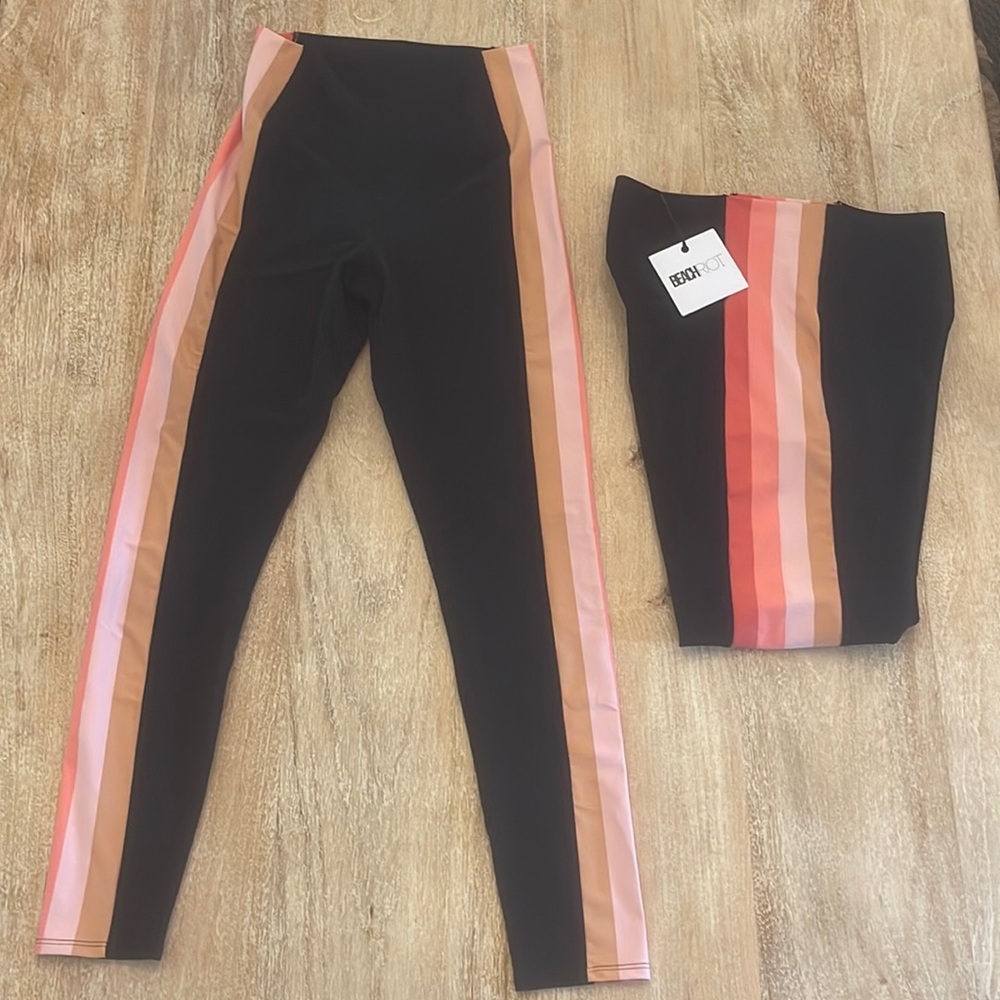 Beach Riot Megan Coral Stripe leggings, NWT